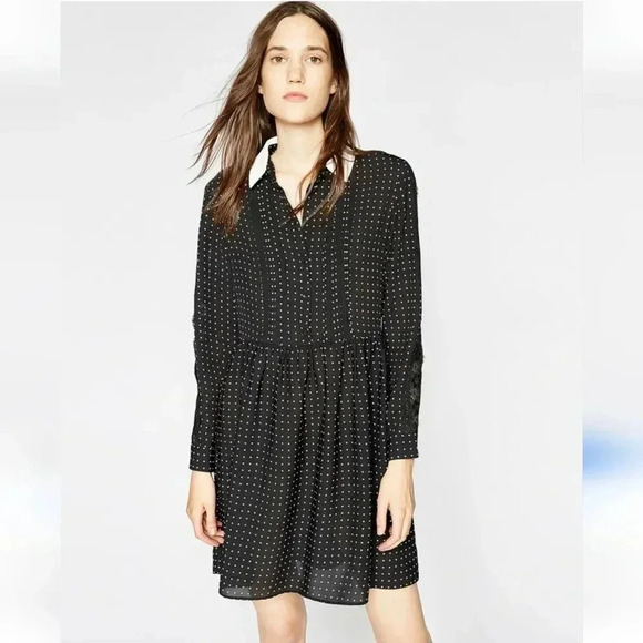 The Kooples Polkadot and Lace Shirt Dress - Picture 1 of 11